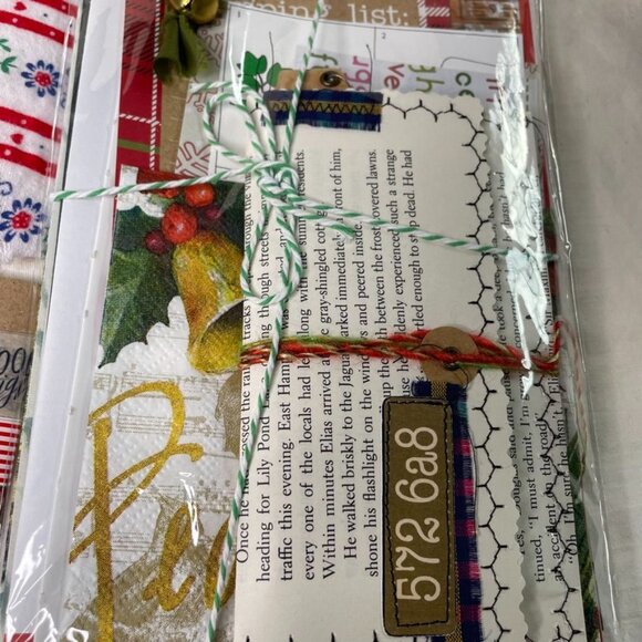 Christmas Junk Journal  With Charm u Washi  Fabric Wrap Tons Ephemera Handmade B - Picture 4 of 16